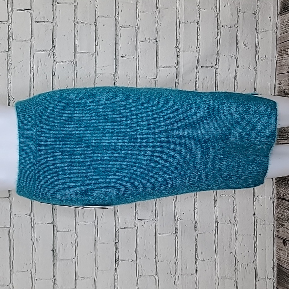 Revolve CALLAHAN Fuzzy Knit Genny Hi-Waist Side Slit Midi Skirt Scuba Blue NWT